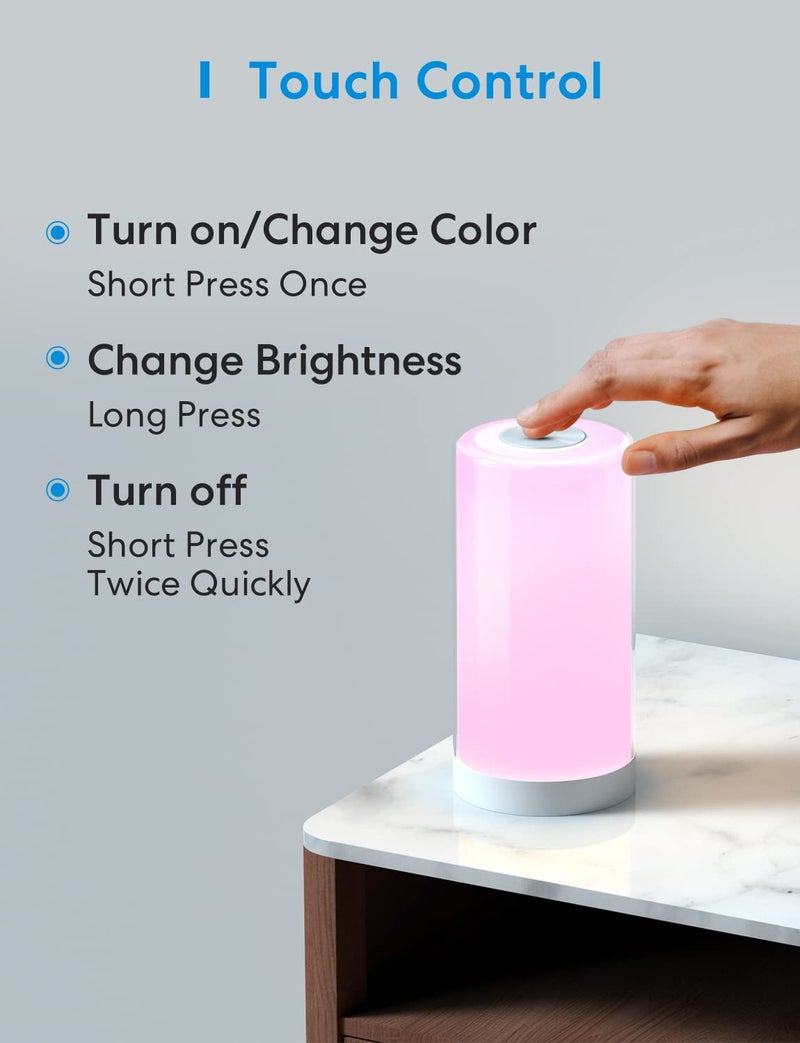 meross Smart Table Lamp, Bedside Lamp, Compatible with Apple HomeKit, Siri, Amazon Alexa and SmartThings, Tunable White and Multi-Color, Touch Control, Voice and App Control - Image 4